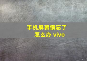 手机屏幕锁忘了怎么办 vivo